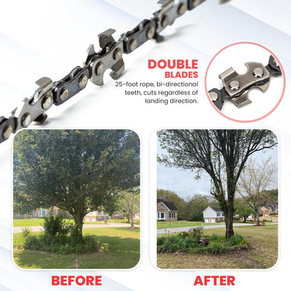 55 Inch High Limb Rope Saw – 360 Rope Chain Saw for Manual Tree Limb Cutting – Sharp Hand Chainsaw with Dual-Sided Blades – Fast and Easy Pocket Chainsaw with Ergonomic Handles and Carrying Case