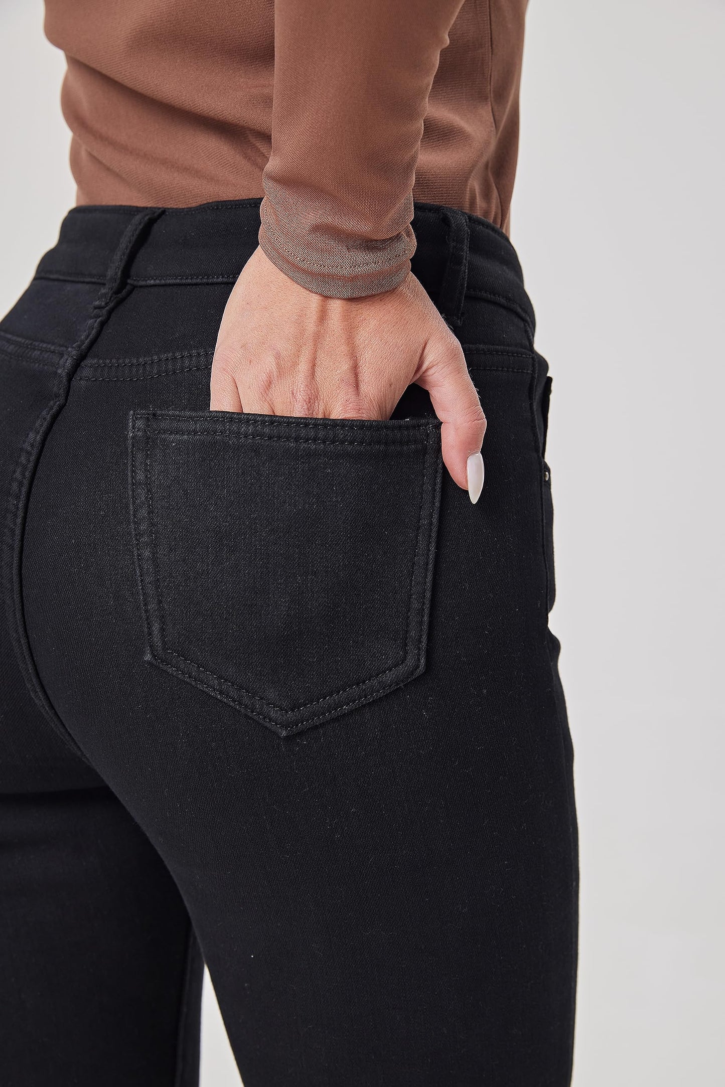 Yehopere Women's Winter Fleece Lined Jeans Slim Fit Warm Skinny High Waist Denim Jeans