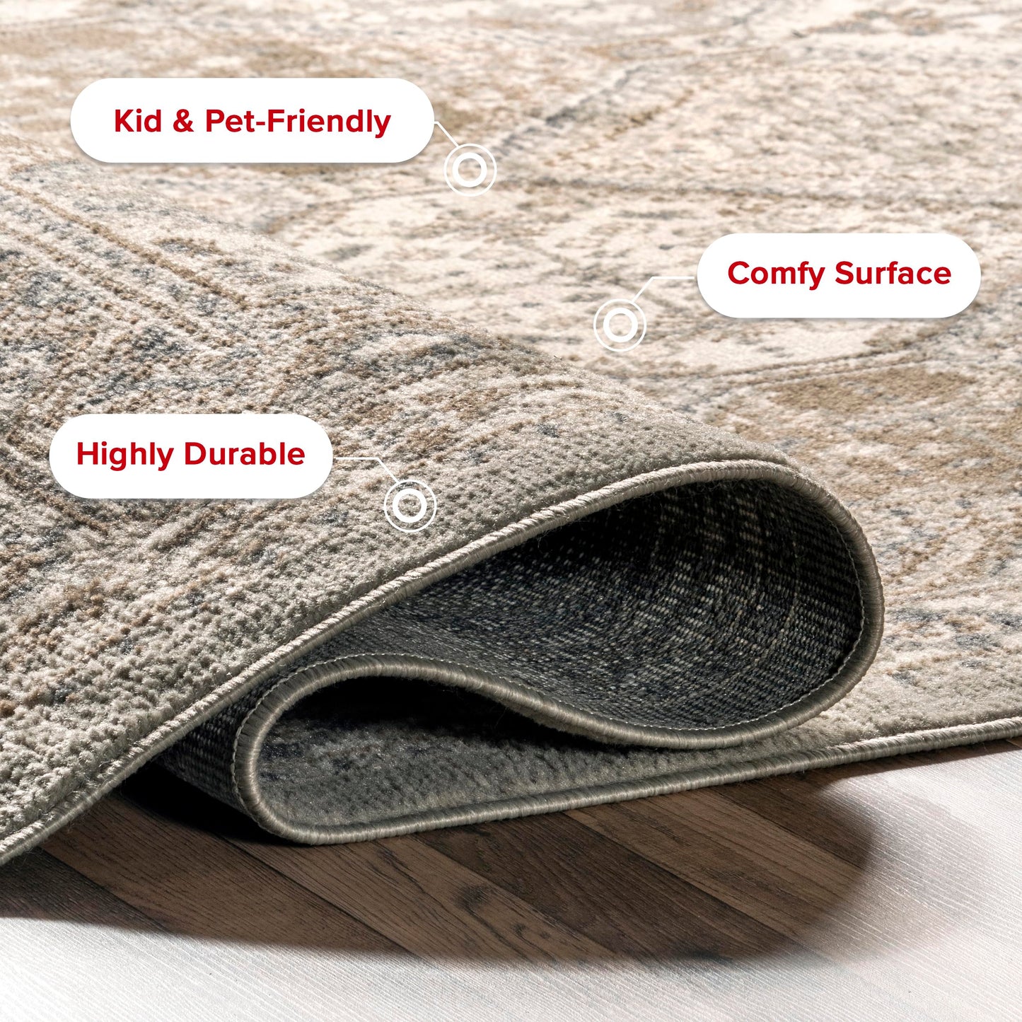 nuLOOM Oval 4x6 Becca Traditional Tiled Area Rug, Taupe, Faded Transitional Design, Stain Resistant, For Bedroom, Dining Room, Living Room, Hallway, Office, Kitchen, Entryway