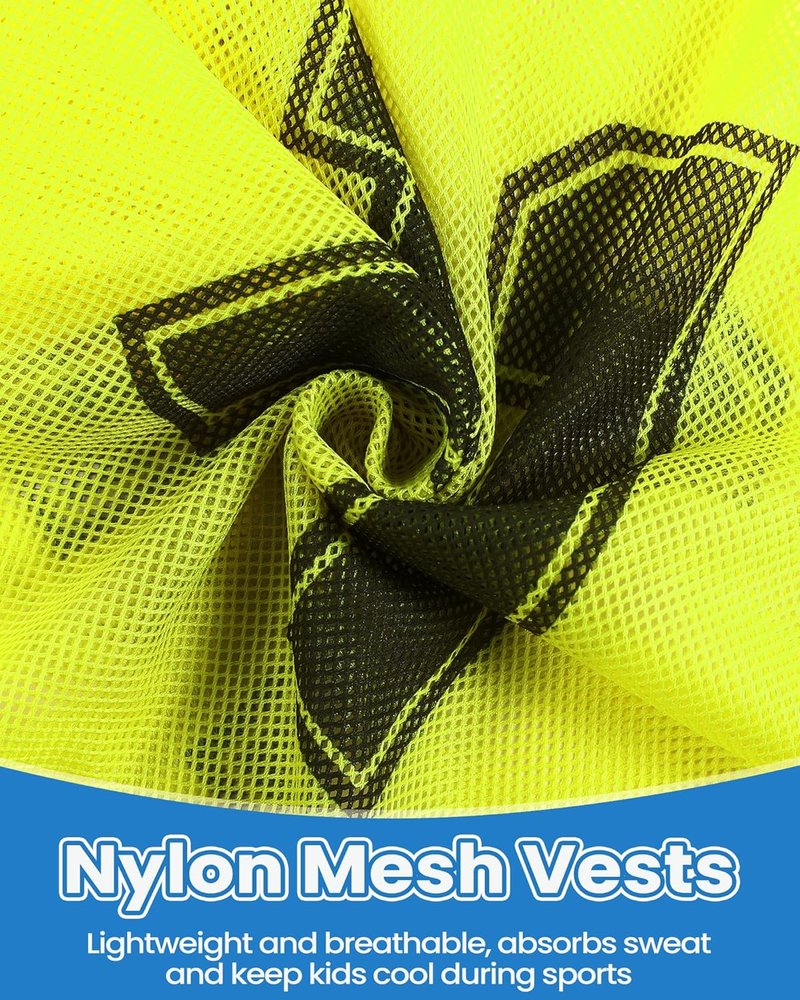 Suhine Youth Basketball Pinnies - 48 Pcs Nylon Mesh Scrimmage Vests | Numbered Practice Jerseys