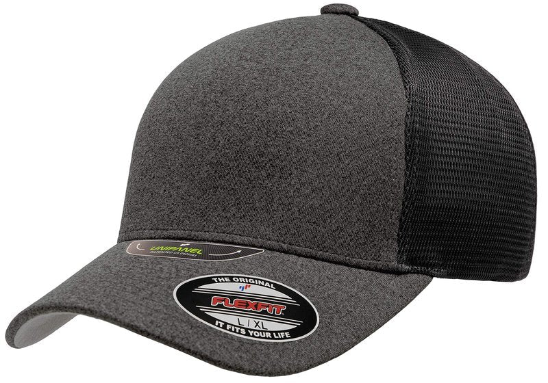 Flexfit Melange UniPanel Trucker Cap, Dark Grey/Black, Large/XLarge