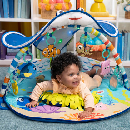 Bright Starts, Disney Baby, Finding Nemo Ocean Lights Baby Activity Gym and Play Mat with Detachable Toys, Sound and Music, Ages Newborn +
