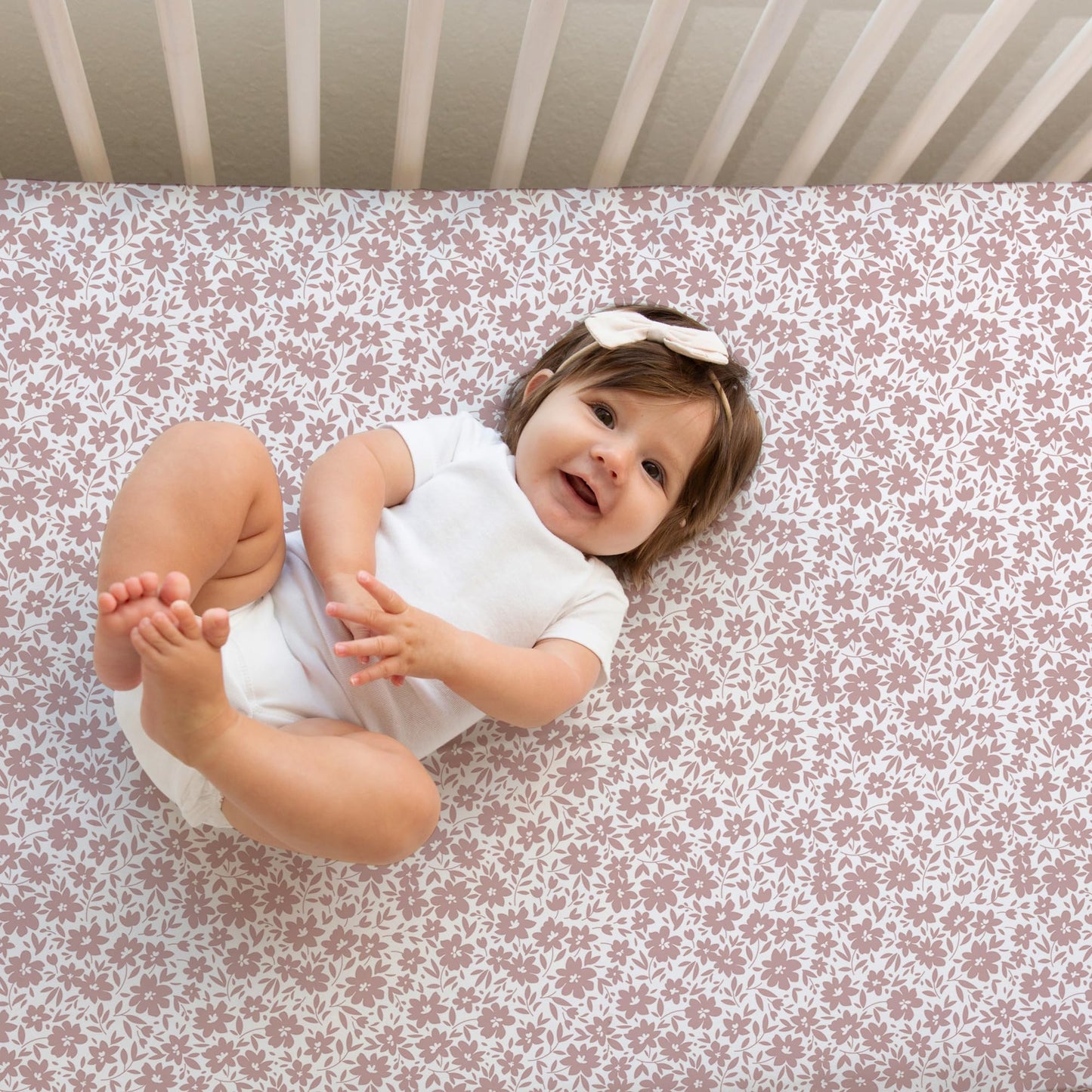 Crib Sheets Neutral - Fitted Baby Crib Sheets Bed for Girl Boy - 2 Pack Standard & Toddler Mattress (Antique Rose) - Buttery Soft Organic Cotton Blend