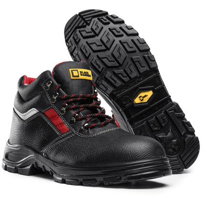 Black Hammer Mens Safety Boots Leather S3 SRC Black Steel Toe Cap Work Shoes Ankle 5993 (11 UK)