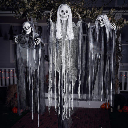JOYIN 3 Pack Hanging Halloween Skeleton Ghosts Decorations Outdoor, Grim Reapers for Best Halloween Outdoor Decorations, Haunted Haunted House Prop, Party Supplies