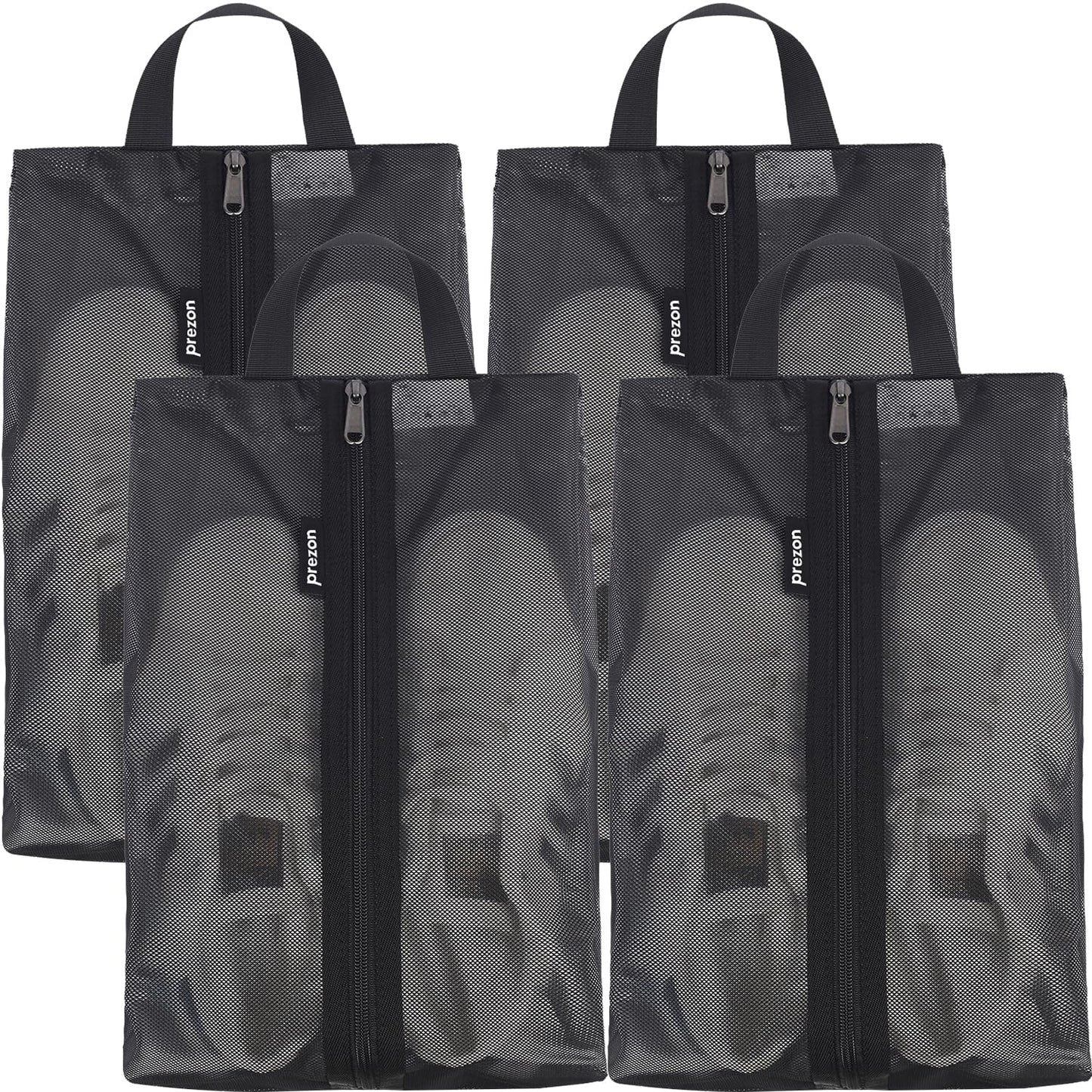 Prezon Travel Shoe Bags, Water Resistant TPU Mesh, Sturdy YKK Zipper, Shoes Storage Bag, Shoes Packing Organizer, Unisex Shoe Pouch for Travel or Home Storage