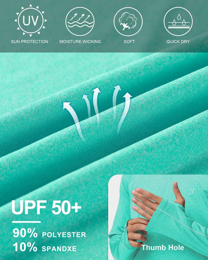 Roadbox Mens UPF 50+ Fishing Shirts - Long Sleeve UV Sun Protection Hoodie Outdoor Hiking Shirts for Sports Running