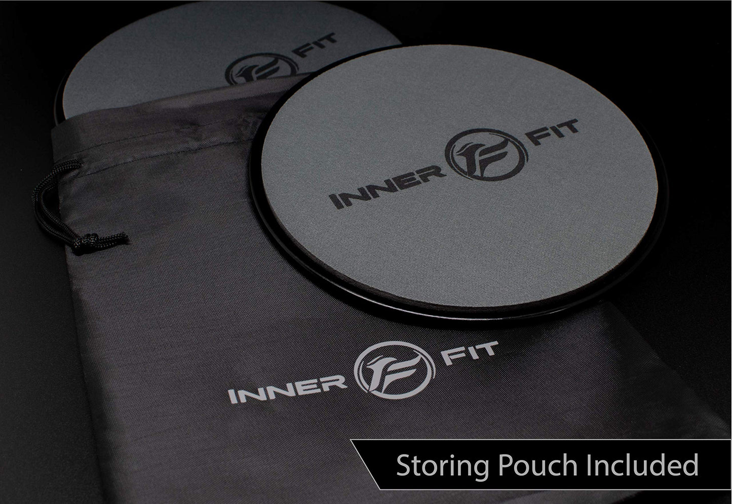 InnerFit Core Sliders for Working Out - Set of 2 Dual Sided Exercise Sliders Fitness Discs - Durable Strength Slides suitable for carpets and hardwood floors (Black & Grey)