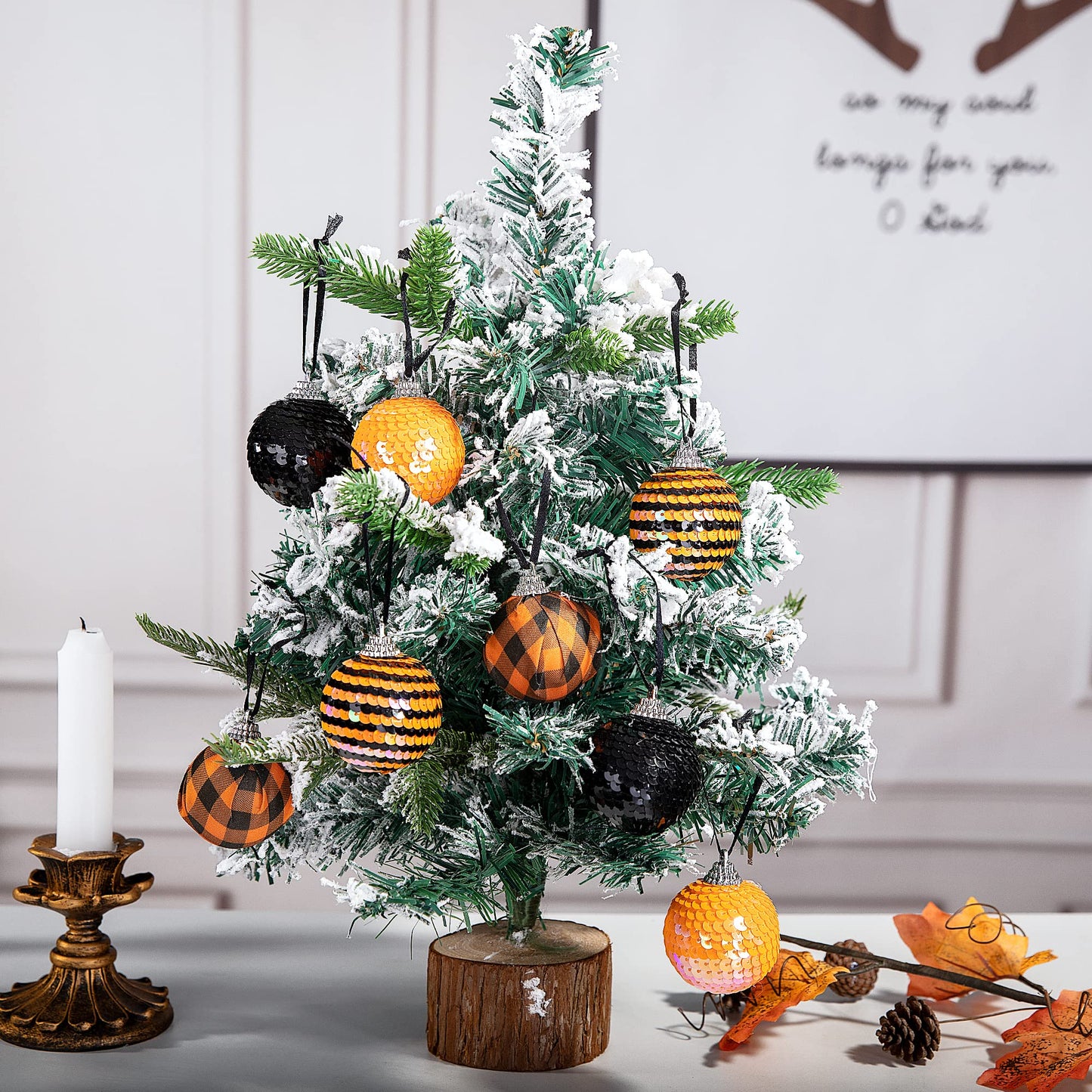 12pcs Halloween Ball Ornaments - 2" Halloween Sequin Hanging Ball - Scary Halloweens Theme Hanging Balls for Wreath Ornaments and Party Decoration