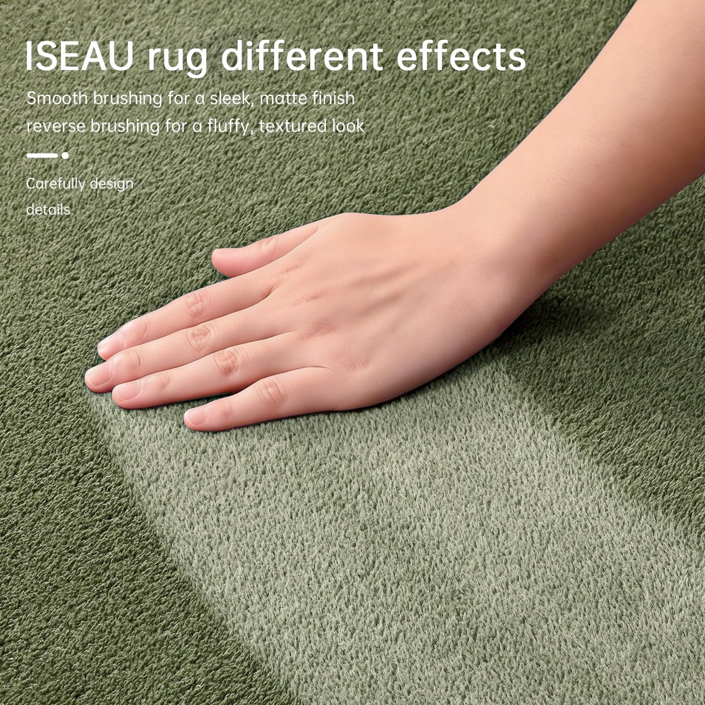 ISEAU 4x6 Rug for Bedroom, Soft Memory Foam Carpet with Upgraded Non-Slip Silicone-Grip Bottom, Fluffy Shaggy Machine Washable Rugs for Living Room Kids Boys Girls Dorm Nursery Office Playroom, Green