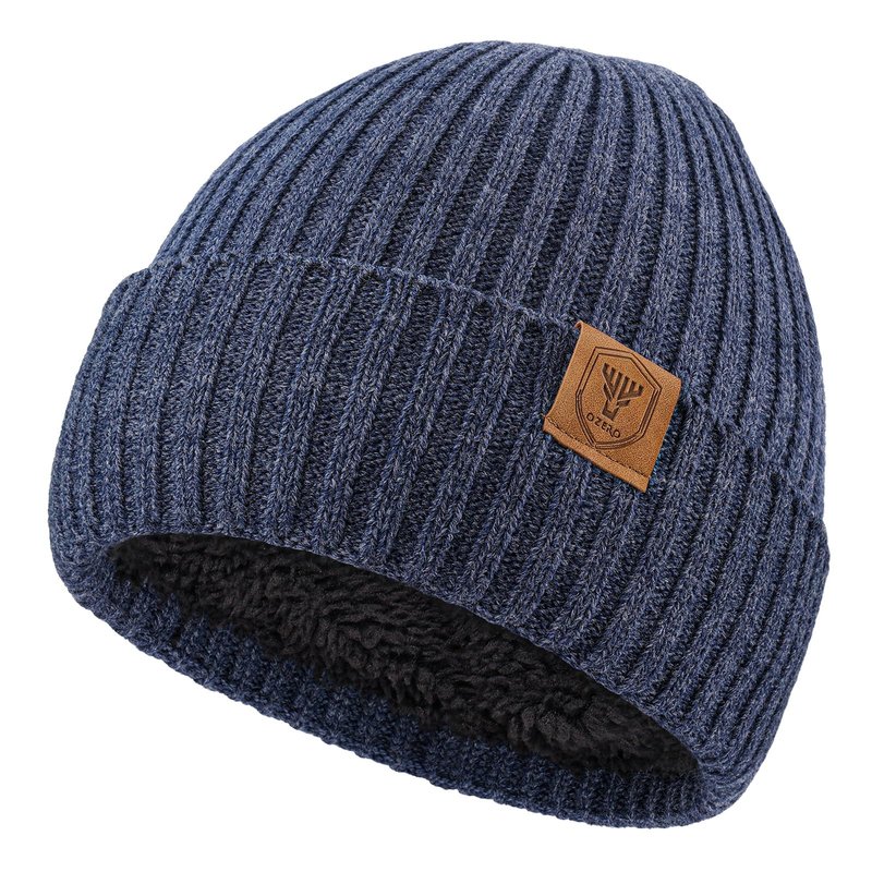 OZERO Knit Beanie Winter Hat, Thermal Thick Polar Fleece Snow Skull Cap for Men and Women
