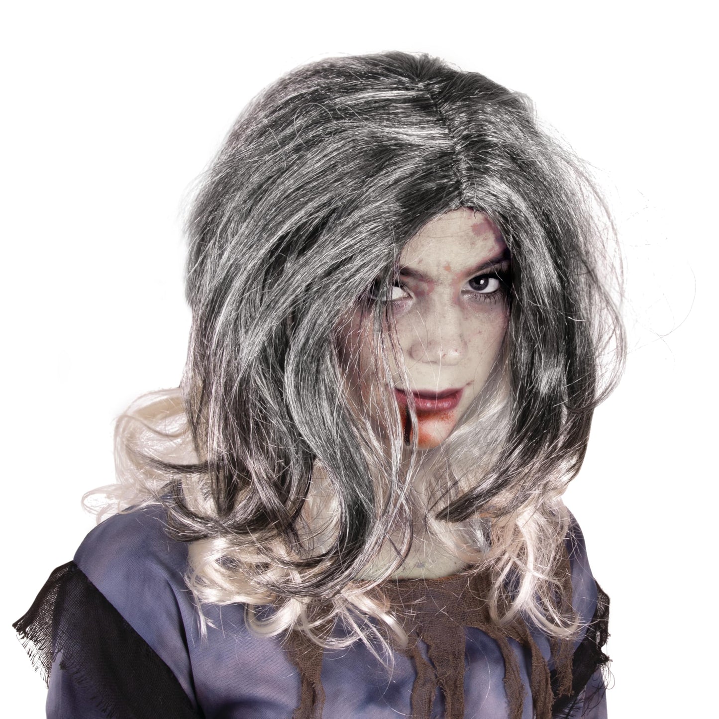 Kangaroo Zombie Queen Witch Wig Messy Silver Black Horror Hair (1Pack) - Scary Zombie Costume Cosplay Wigs for women - Scary Funny wig For Halloween Cosplay Costume Apparel for Adults & Teens