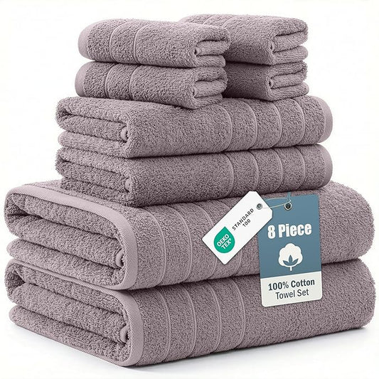CASA PLATINO 100% Cotton Bath Towel Set 8 Pcs