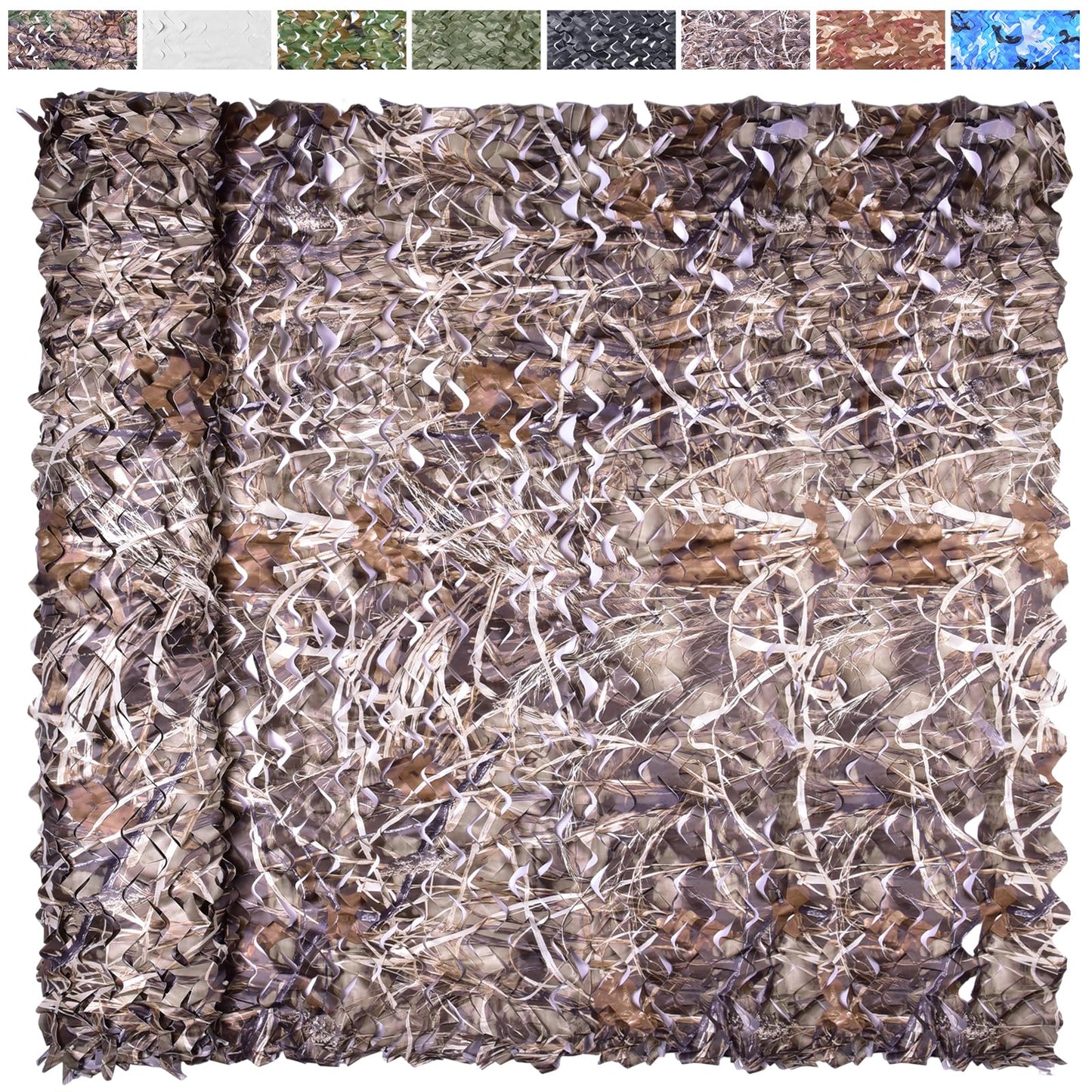 Yeacool Camo Netting Camouflage Netting Bulk Roll Burlap Camo Tarp Sunshade Net for Hunting Gear Blind Material Deer Bird Watching(Dry Grass, 4.9ftx26.2ft, 1.5m*8m)
