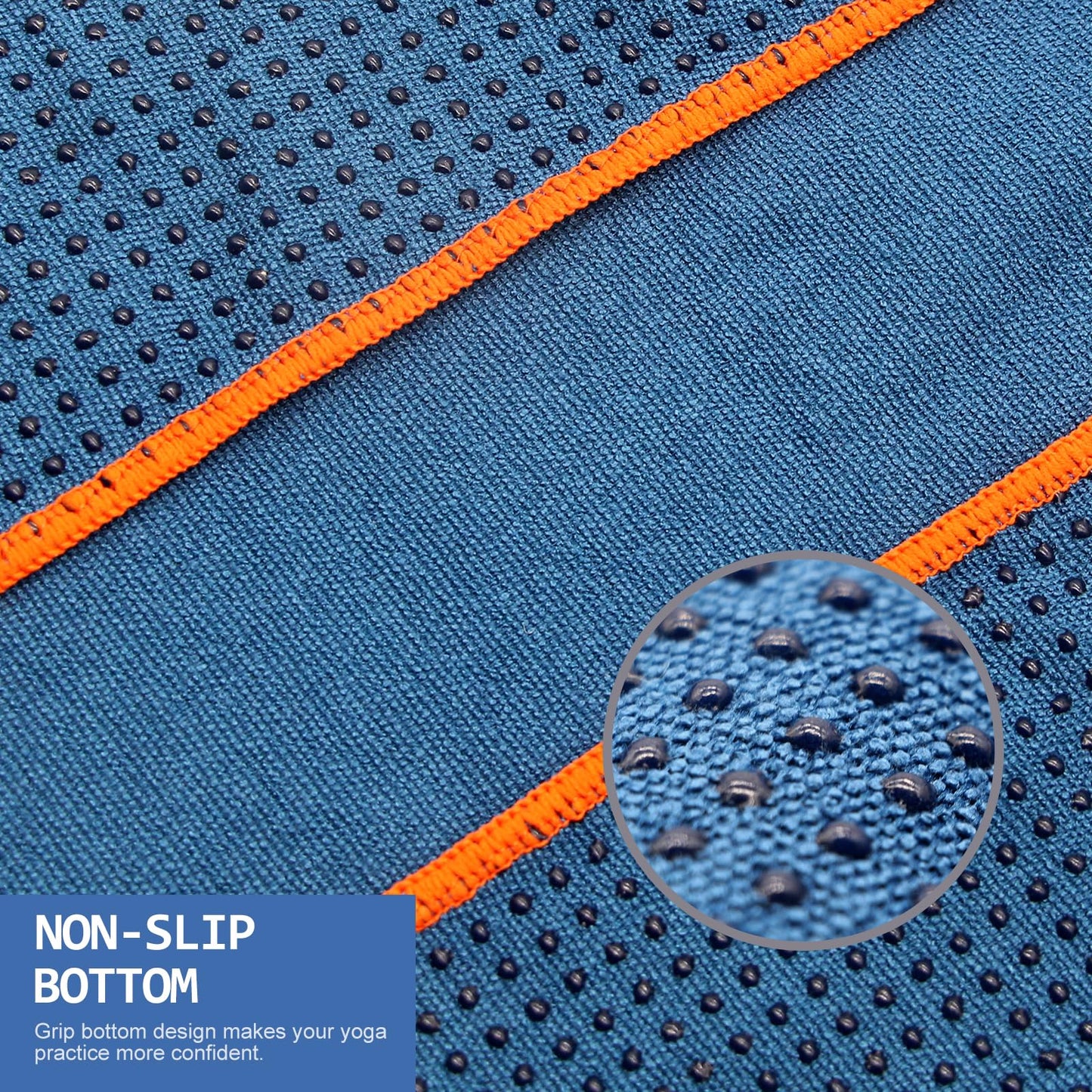 Eunzel Hot Yoga Towel - Microfiber Non Slip Yoga Mat Towel with Grip Dot Sweat Absorbent Towel for Hot Yoga, Pilates and Fitness 72" x 24", Dark Cyan/Orange