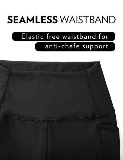 CRZ YOGA Women's Naked Feeling Biker Shorts with Pockets 6'' - High Waisted Yoga Gym Workout Spandex Black Small