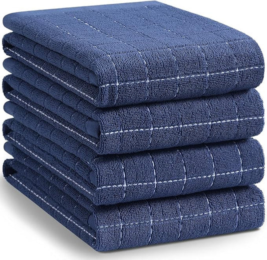 Homaxy 100% Cotton Terry Kitchen Towels, Checkered Designed, Soft and Super