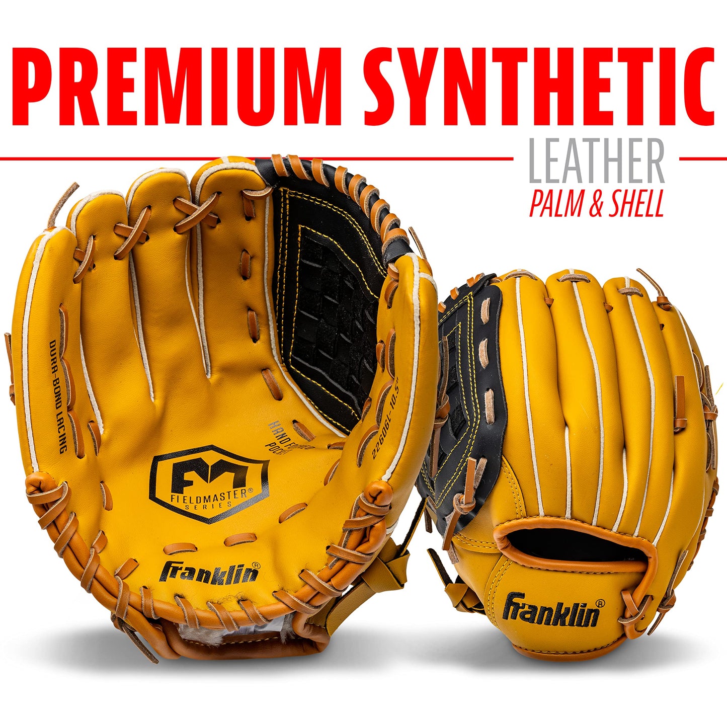 Franklin Sports Field Master Series Baseball Gloves, Left Handed Thrower, 10.5"