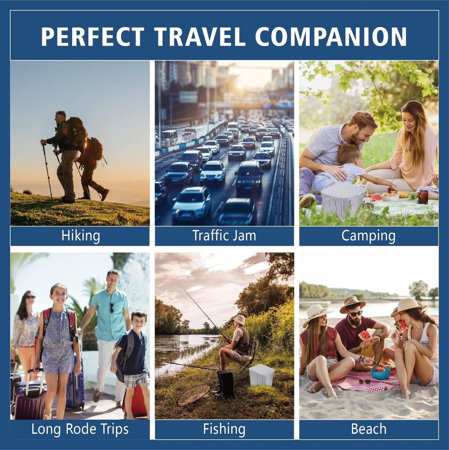 Hapoon XL Portable Folding Camping Toilet with Lid - Travel Portable Potty for Adults, Grey