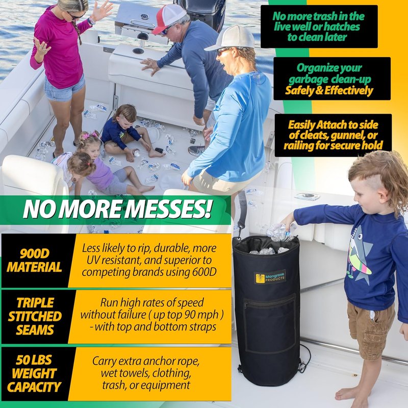 Portable Boat Trash Can - Reusable Marine Trash Bag for Boating | Fishing, RV, Camping Accessories