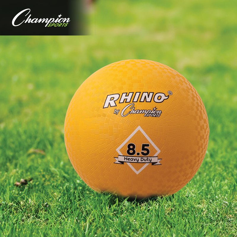 Champion Sports Heavy-Duty Rhino Playground Ball 8.5"D - Two Ply, Nylon Wound, YELLOW ONLY