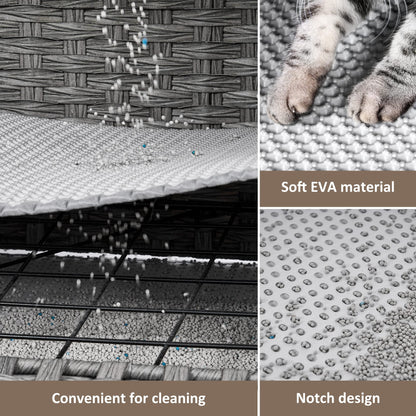 Cat Litter Box Enclosure with Soft Litter Mat; Hidden Kitten Washroom Furniture with Door; Handwoven Rattan Cat House with Large Space; Pet Crate for Living Room, Bedroom, Balcony (Grey)