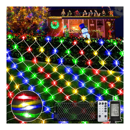 KNONEW Christmas Net Lights 420 LEDs 13ft x 6.6ft Outdoor Mesh Lights Connectable Waterproof 8 Modes & Timer Plug-in Net Fairy Lights for Bushes Garden Party Wedding Holiday,Multicolor