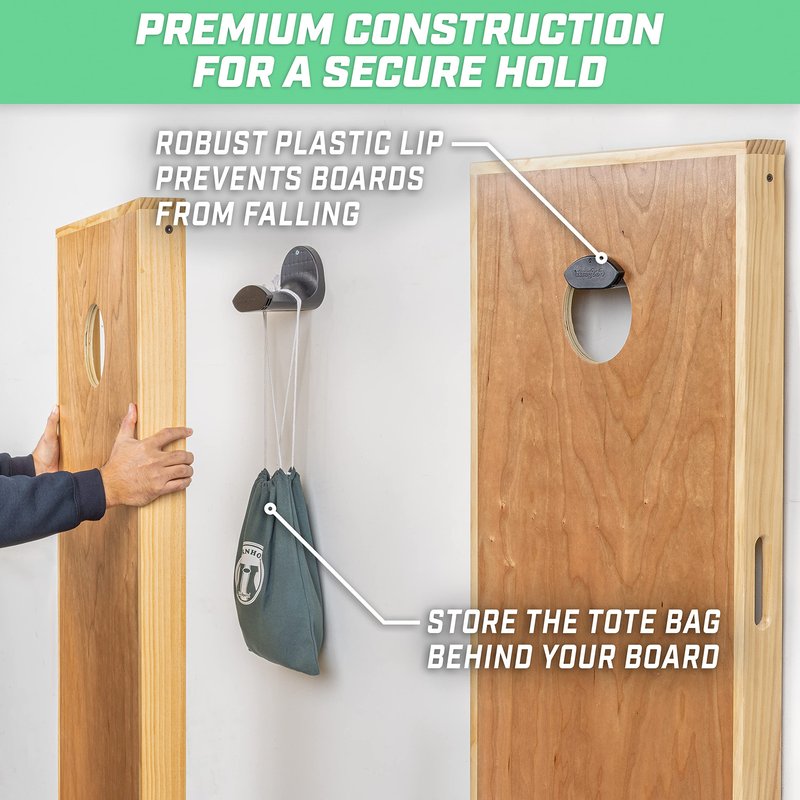 GoSports Wall Mounted Cornhole Board Hangers - Set of 2 - Includes Bean Bag Tote