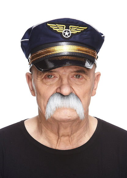 Mustaches Self Adhesive Fake Mustache, Novelty, Horseshoe False Facial Hair, Costume Accessory for Adults, Gray with White Color