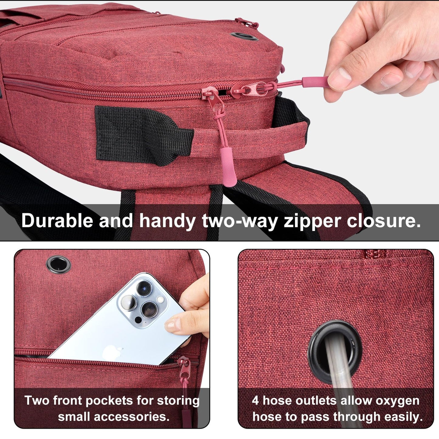 iGuerburn Small Oxygen Tank Backpack for Size M2, A/M4, ML6, B/M6, M7, C/M9, Portable Oxygen Backpack Cylinder Bag O2 Tank Carrier Holder for Travel (Not for Size D Tanks)