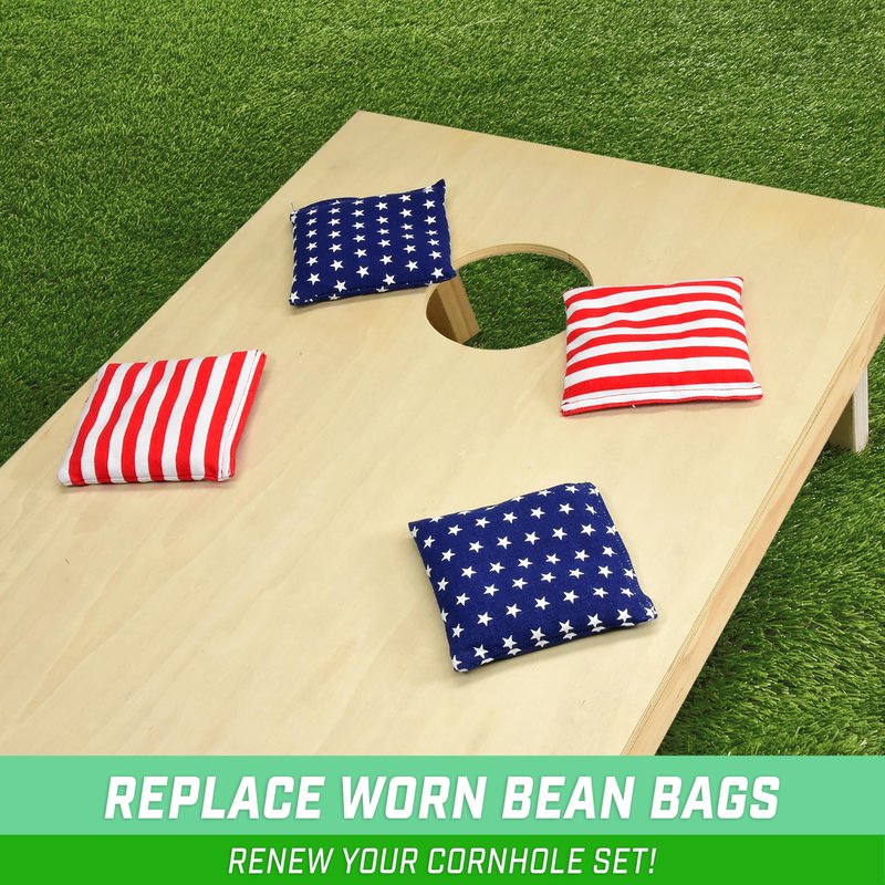 GoSports Official Regulation Cornhole Bean Bags Set (8 All Weather Bags) - America Stars and Stripes or Red and Blue - Choose Your Style