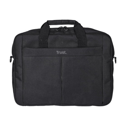 Trust Primo Laptop Bag 16 Inch, Work Bag with Padded Interior, Adjustable Shoulder Strap, Dual Metal Zippers, Messenger Bag for Business, Notebooks, Macbook - Black