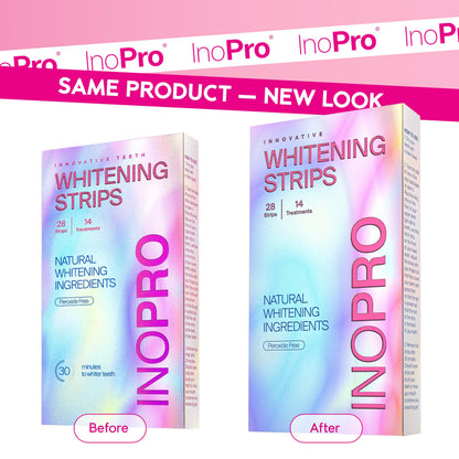 InoPro Teeth Whitening Strips 14 Treatments Kit - Teeth Whitener, Peroxide Free, Enamel Safe Green Whitestrips, Deep Stains Removal - Instant Teeth Whitening Without The Harm (28 Strips)
