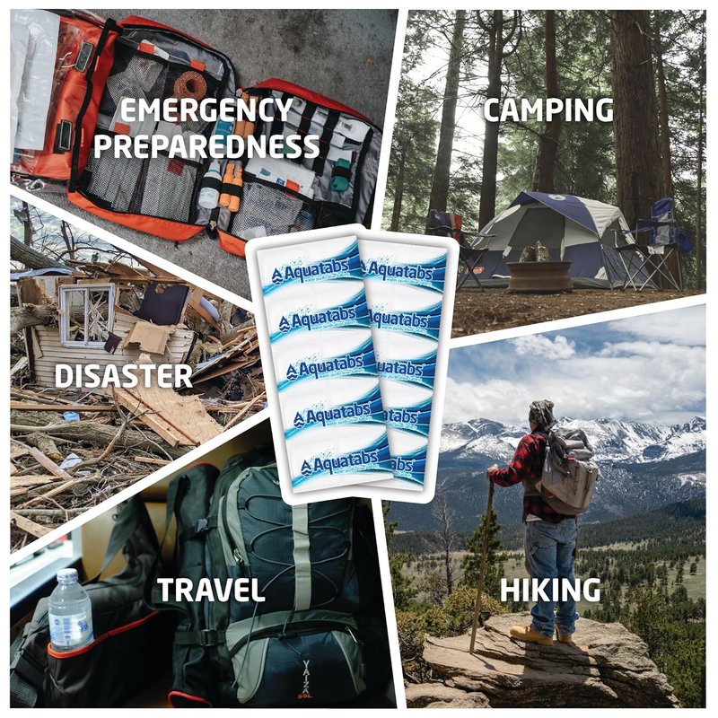 Aquatabs Water Purification Tablets - 49mg | 100 Pack for Hiking, Camping, Emergencies & Home Use