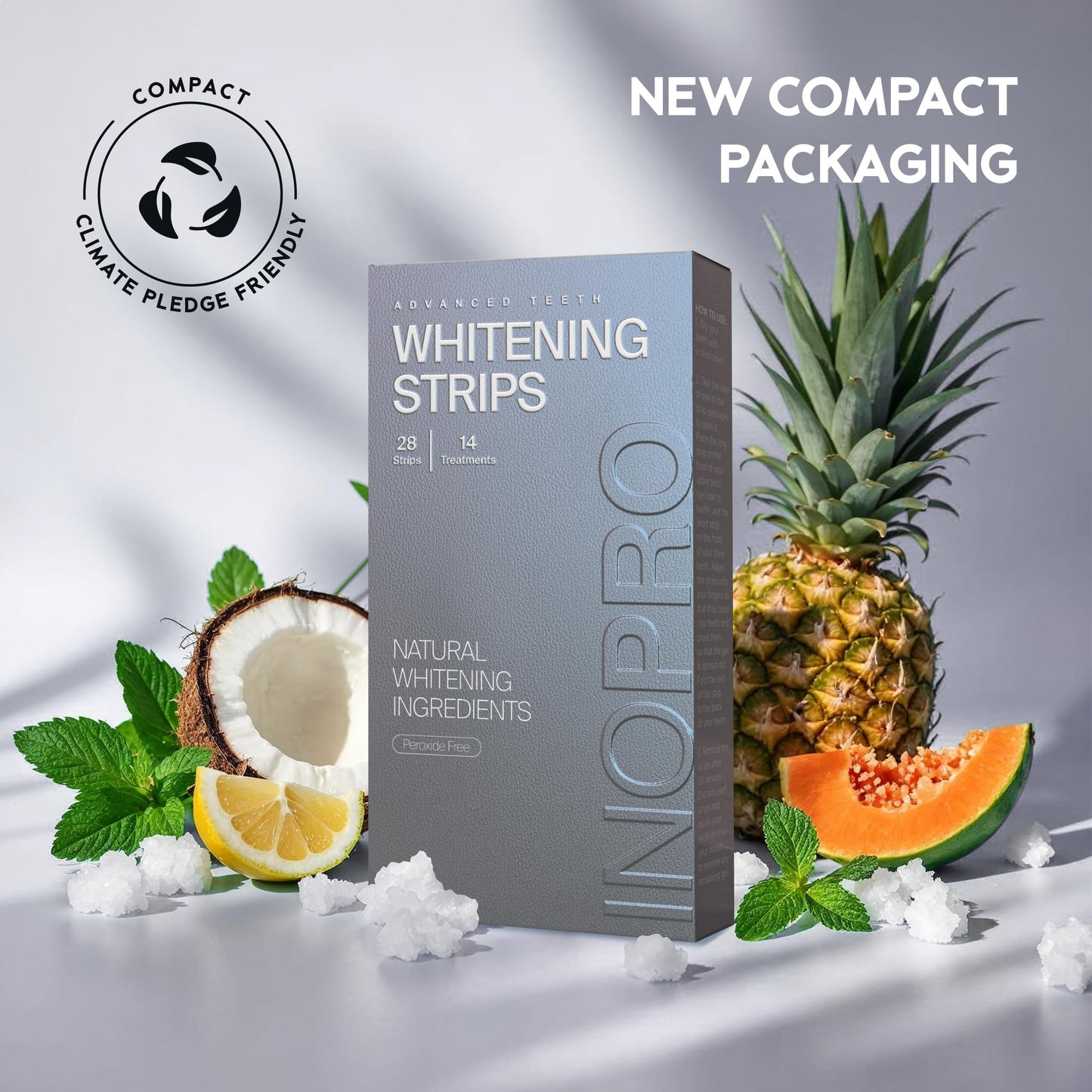 InoPro Natural Teeth Whitening Strips Kit, 14 Treatments Whitening for Sensitive Teeth, Peroxide Free, White Strips That Do Not Damage Enamel, Stain Removal