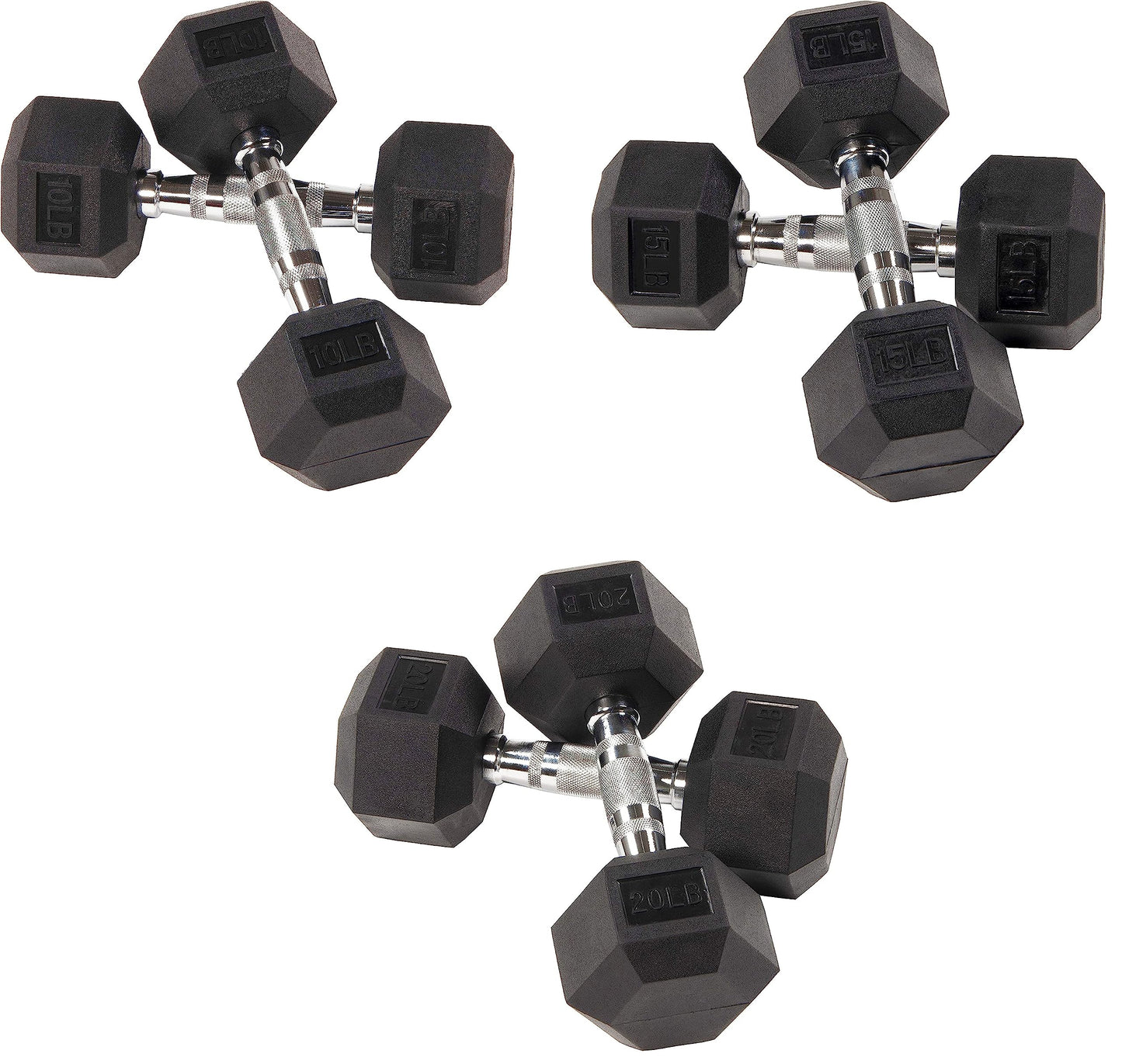 Fitvids Premium Rubber Coated Hex Dumbbell Weight Set, Multiple Packages