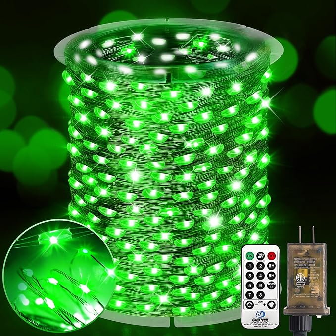 KNONEW 400FT Outdoor Christmas Fairy Lights Plug in,1200 LED String Lights Outdoor Waterproof 8 Modes Memory Times for Wedding Bedroom Walls Garden Trees Decoration(Green)
