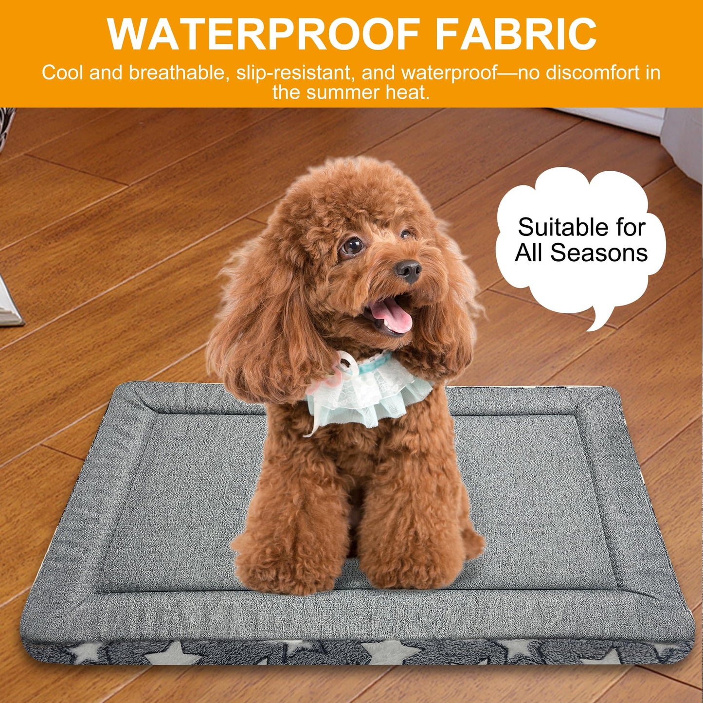 WITTOP Washable Dog Bed Plush Orthopedic Outdoor Crate Mat with Non-Slip Bottom,Luxe Soft Kennel Pad for Pets, Cozy Cage Cushion & Pet Sleeping Mattress Large Sized,Medium,Small Dogs,24 x 18 inch,Gray