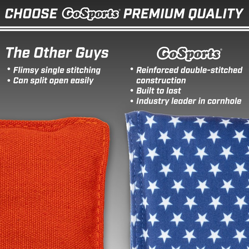 GoSports Official Regulation Cornhole Bean Bags Set of 8 - All Weather - Classic American Stars and Stripes