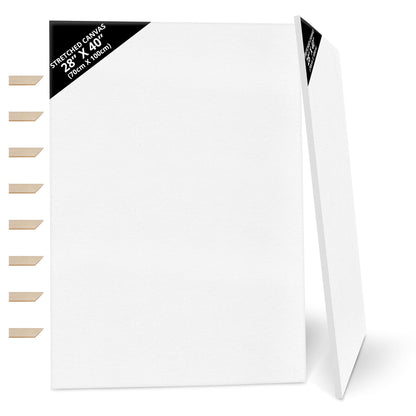 Kurtzy 2 Pack Blank Canvas - 70 x 100cm (28 x 40 inches) - Extra Large Pre Stretched Canvas Panels with Wooden Wedges - Suitable for Acrylic and Oil Painting Also for Sketching and Drawing