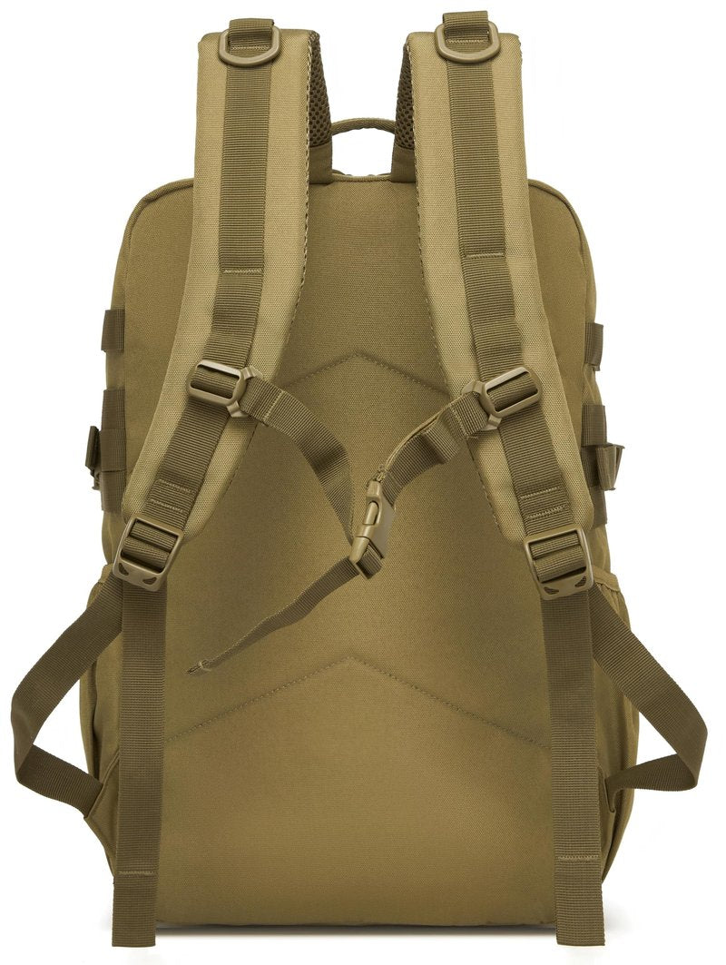 Wotony Military Tactical Backpack for Men Waterproof Daypack 3 Day Assault Pack Molle Bag with Water Bottle Holder (khaki, 35L)