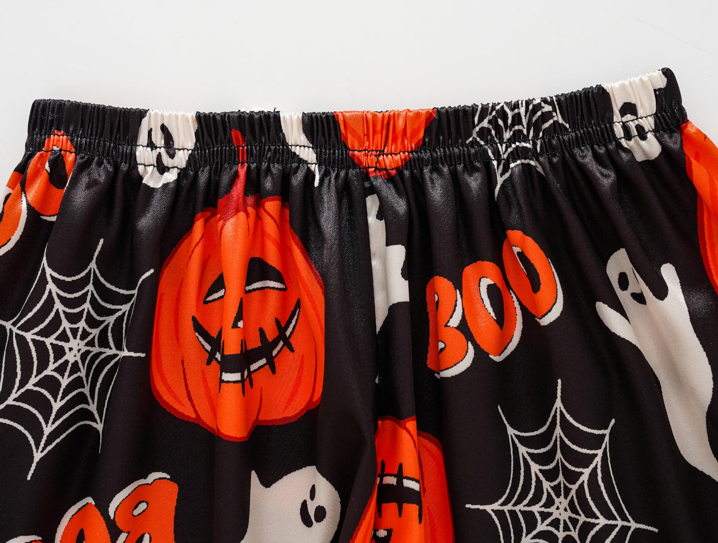 Hupohoi Unisex Girls Boys Kids Pajama Sets Button Down Satin Sleepwear Nighty 3PCS Silky Lounge Sets Nightwear Short Sleeve Long Pants, 3pcs-Pumpkin, 10