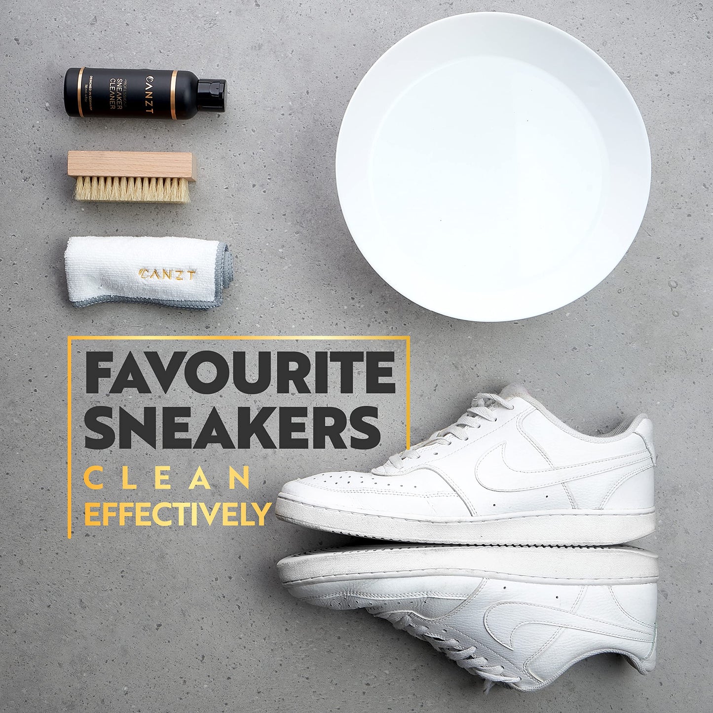 Canzt Sneaker Cleaning Kit – Ideal for Suede, Nubuck, Leather & Canvas Shoes – Trainer Cleaner Set with Shoe Cleaner, Brush & Microfibre Cloth