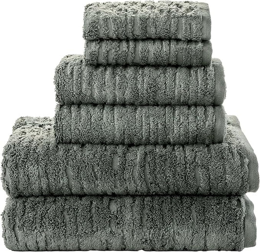 SKL Home CloudSoft 100% Cotton Luxury 6-Piece Towel Set, 600 GSM, Ultra Plush &