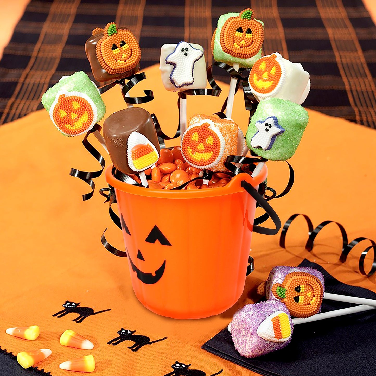 Triumpeek Halloween Pumpkin Trick Treat Buckets, 12 pcs Halloween Jack O Lantern Pails, Trick or Treat Bucket, Portable Plastic Candy Pumpkin Pails