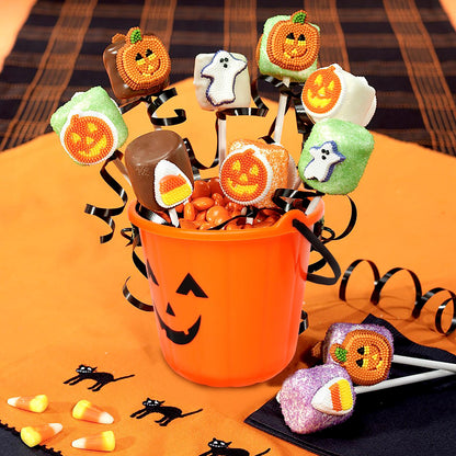 Triumpeek Halloween Pumpkin Trick Treat Buckets, 12 pcs Halloween Jack O Lantern Pails, Trick or Treat Bucket, Portable Plastic Candy Pumpkin Pails