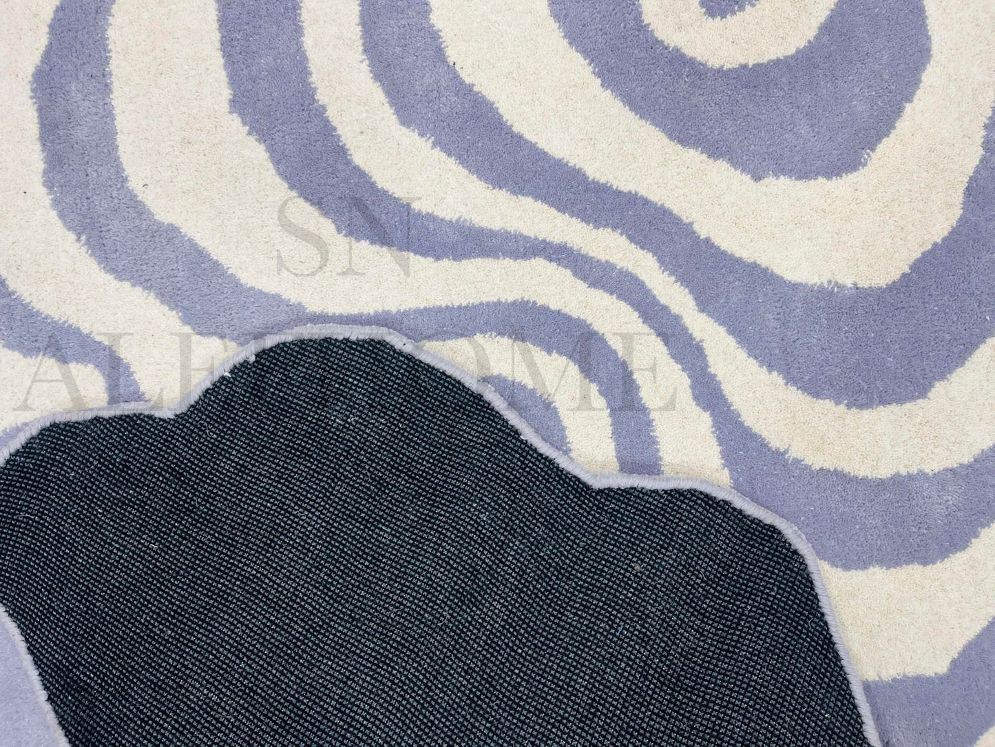 Premium Hand-Tufted Wool Rug 3×3 ft – Irregular Organic Shape with 3D Optical Illusion Design | Modern Accent Carpet for Living Room, Bedroom, Kids Playroom, Lounge, Home Decor, Silver & Green