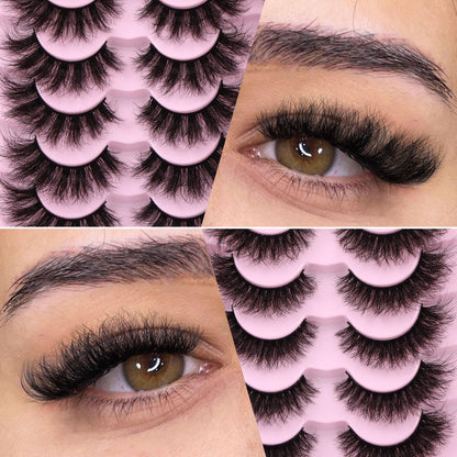 Newcally False Eyelashes Thick Volume Wispy Faux Mink Lashes 8D Volume Long Cat Eye Lashes Dramatic 18MM 2 Styles Mixed Fake Lashes 14 Pairs Pack