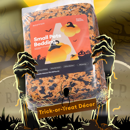 BUCATSTATE Hamster Bedding 70L, 99% Dust-Free Guinea Pigs Bedding Odor Control, Cozy Paper Small Animal Beddings for Rabbit Rat Syrian Dwarf Hamsters Gerbils (Halloween Décor)