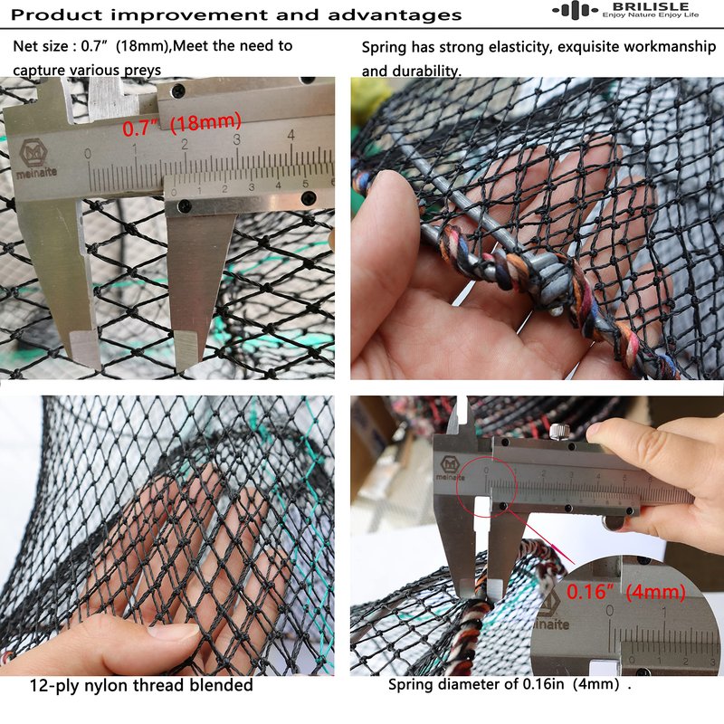 BRILISLE 2PCS or 1PCS Crab Trap, Fish Minnow Lobster Pot net Traps Crab Snare; Crawfish Catfish Shrimp Bait Trap;Crabbing Equipment Blue Crabs Lobster Portable Collapsible